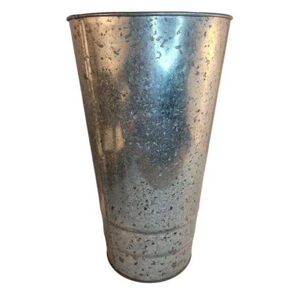 Galvanized Metal Vase Rustic Farmhouse Style Tall Flower Container - 14 x 8 Inch - Picture 4 of 10
